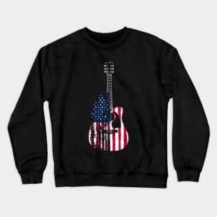 Guitar Lover USA flag Merica 4th july Guitar Tree Art Music Crewneck Sweatshirt